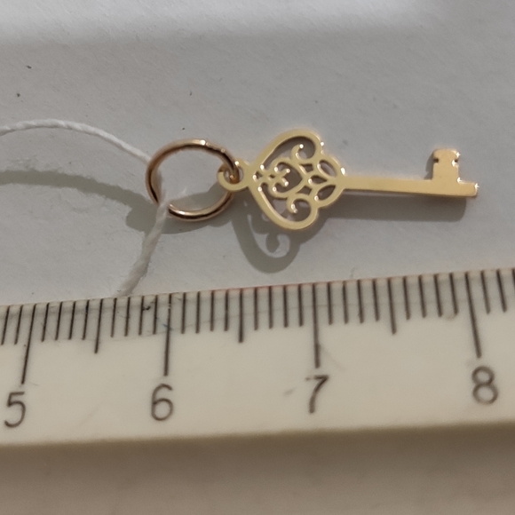 Key Rose Gold Plated Sterling Silver Pendant Charm - Picture 13 of 13